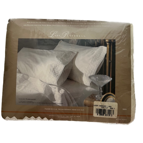 Vintage Lady Pepperell Sheet Luxury 200 Percale Embroidery Twin Flat NEW 1990s - Picture 2 of 8